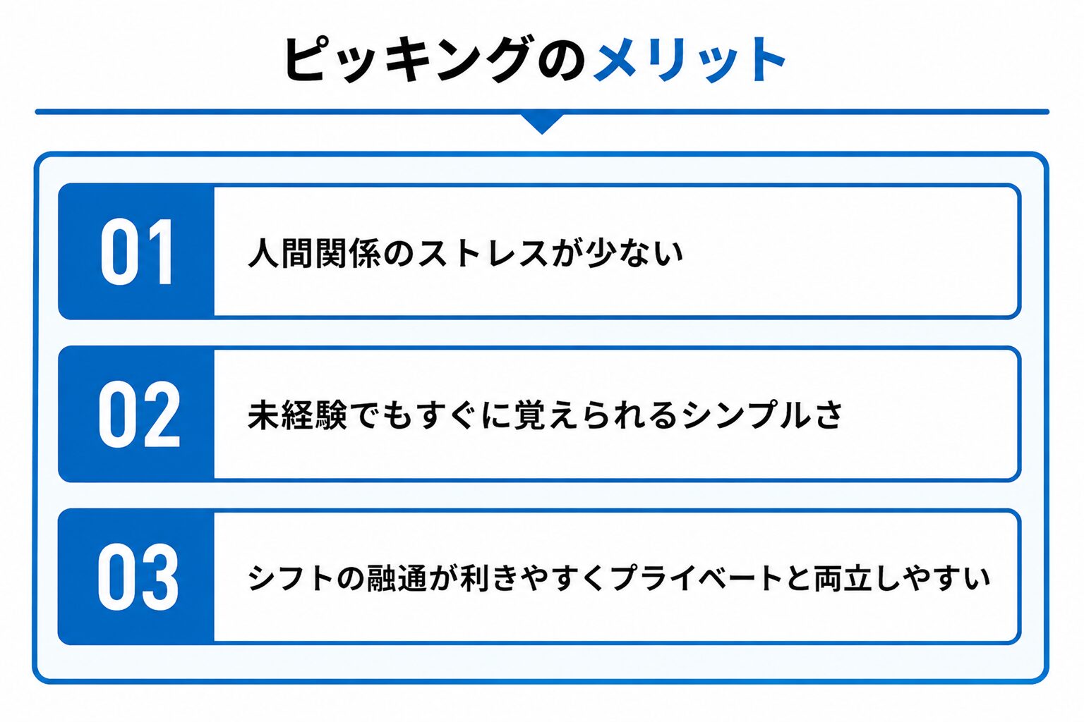 ピッキングのメリット