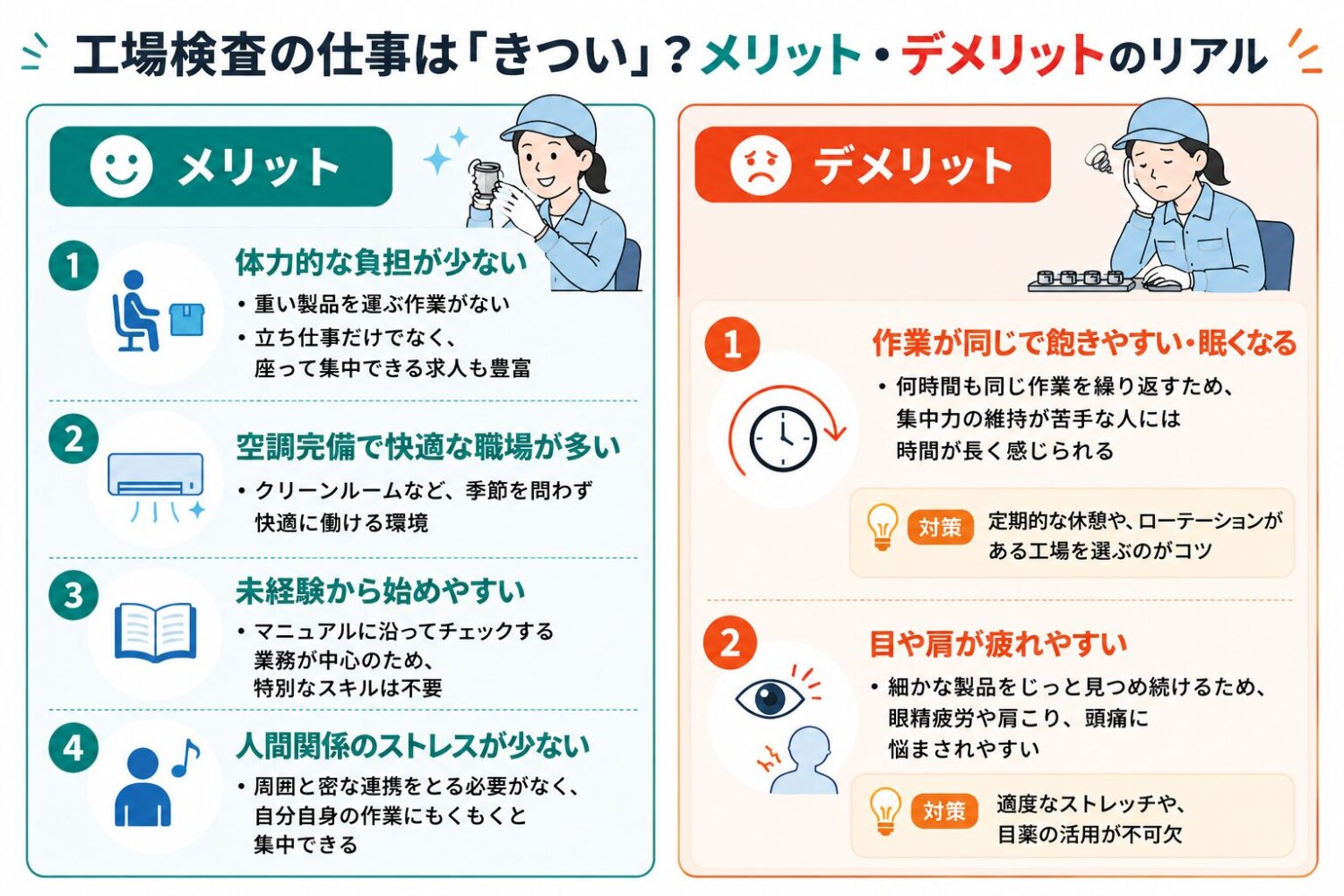工場検査の仕事は「きつい」？メリット・デメリットのリアル