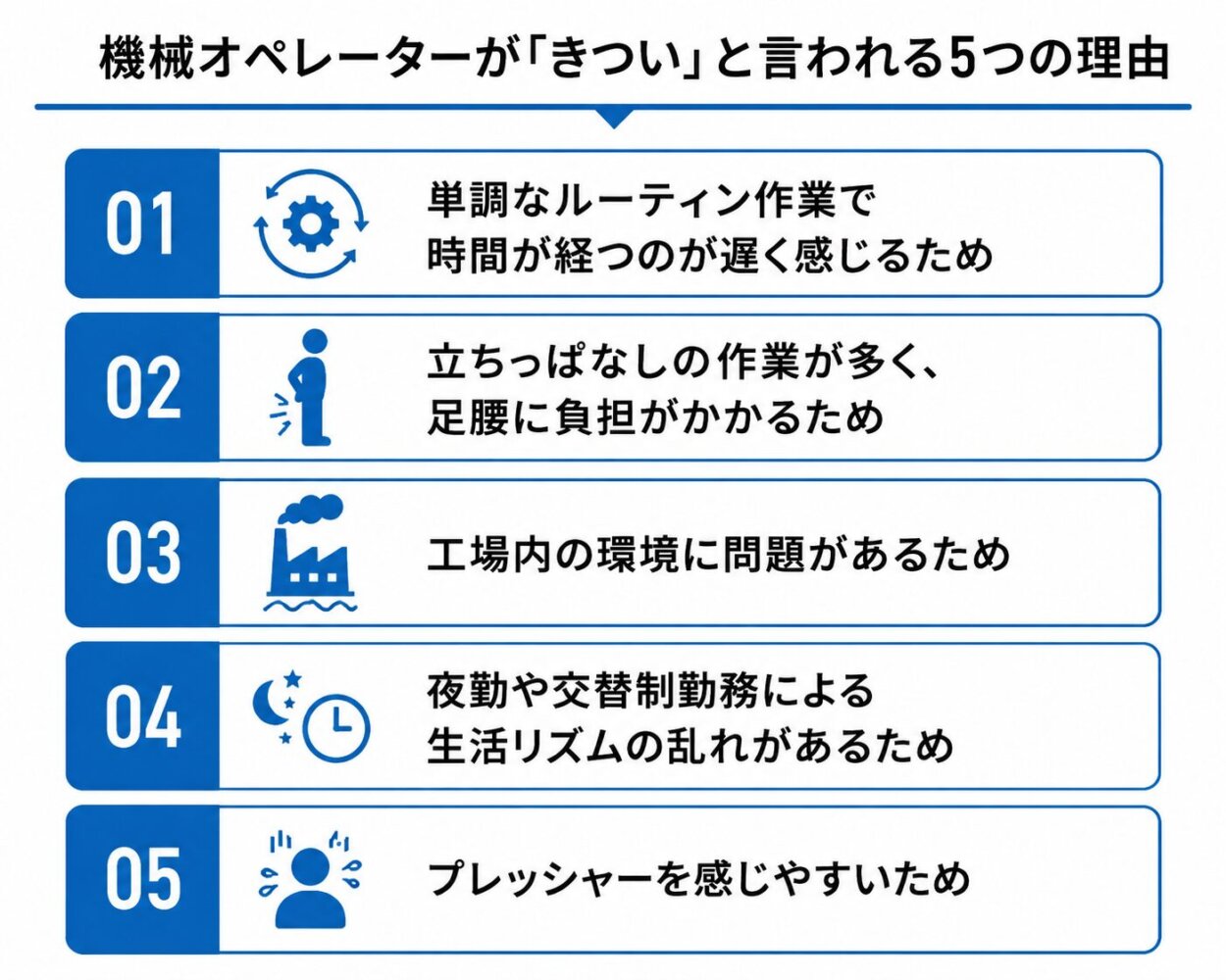 機械オペレーターが「きつい」と言われる5つの理由