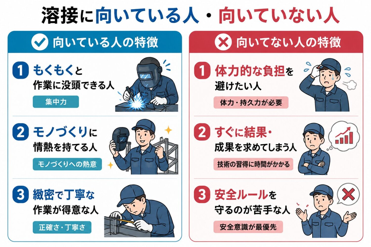 溶接に向いている人・向いていない人