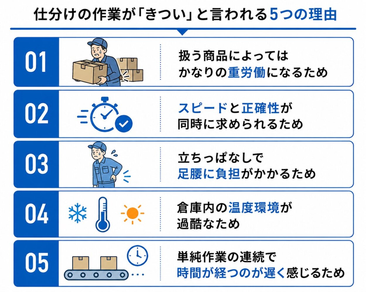 仕分けの作業が「きつい」と言われる5つの理由