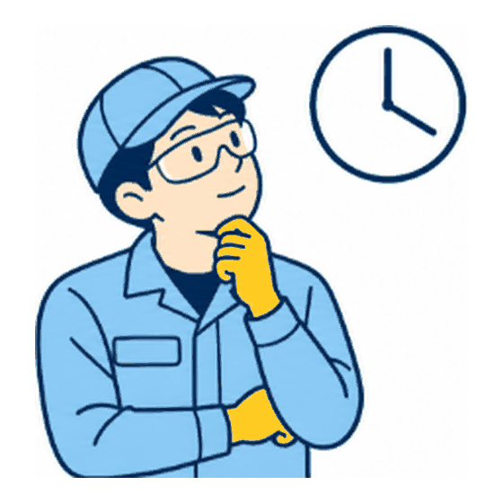 交替勤務の時間帯を思い浮かべている作業者のイラスト